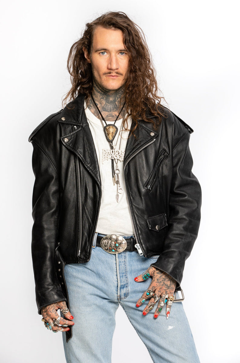 鬼フェード◎ 90s~ DECO Cowhide Leather Blouson CUSTOM ORDER Jackets Vests Studded Leather Punk Crust Metal
