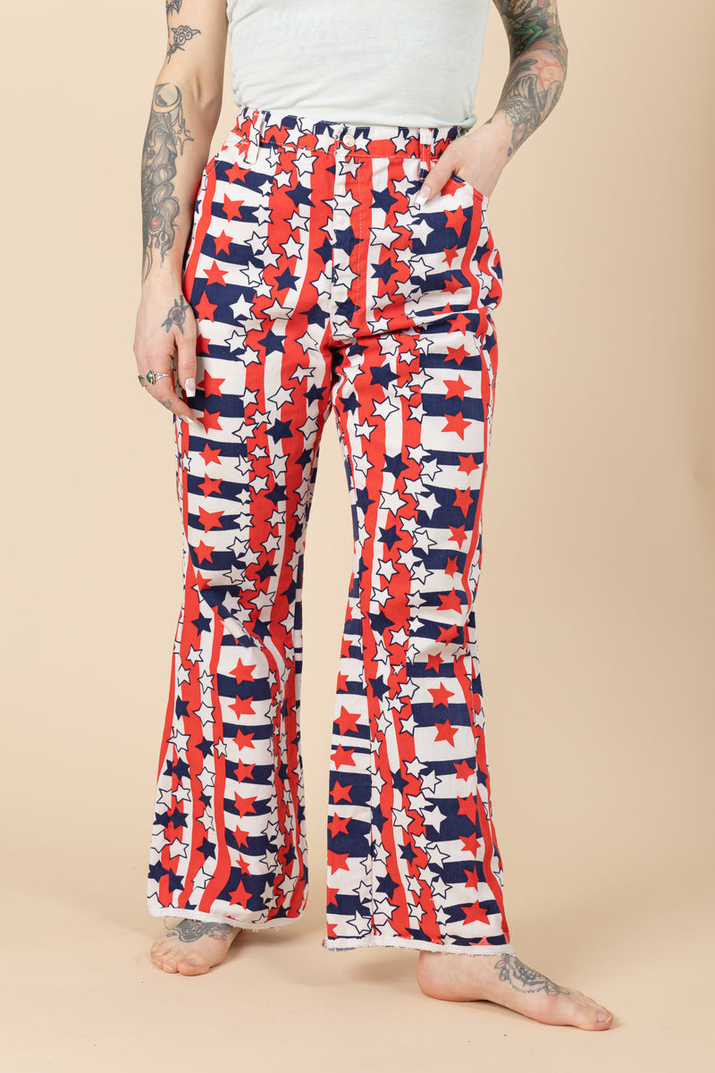 Vintage 1960's Stars and Stripes Flare Denim Pants| Pop Art Vintage 1960's Stars and Stripes Flare Denim Pants| Pop Art