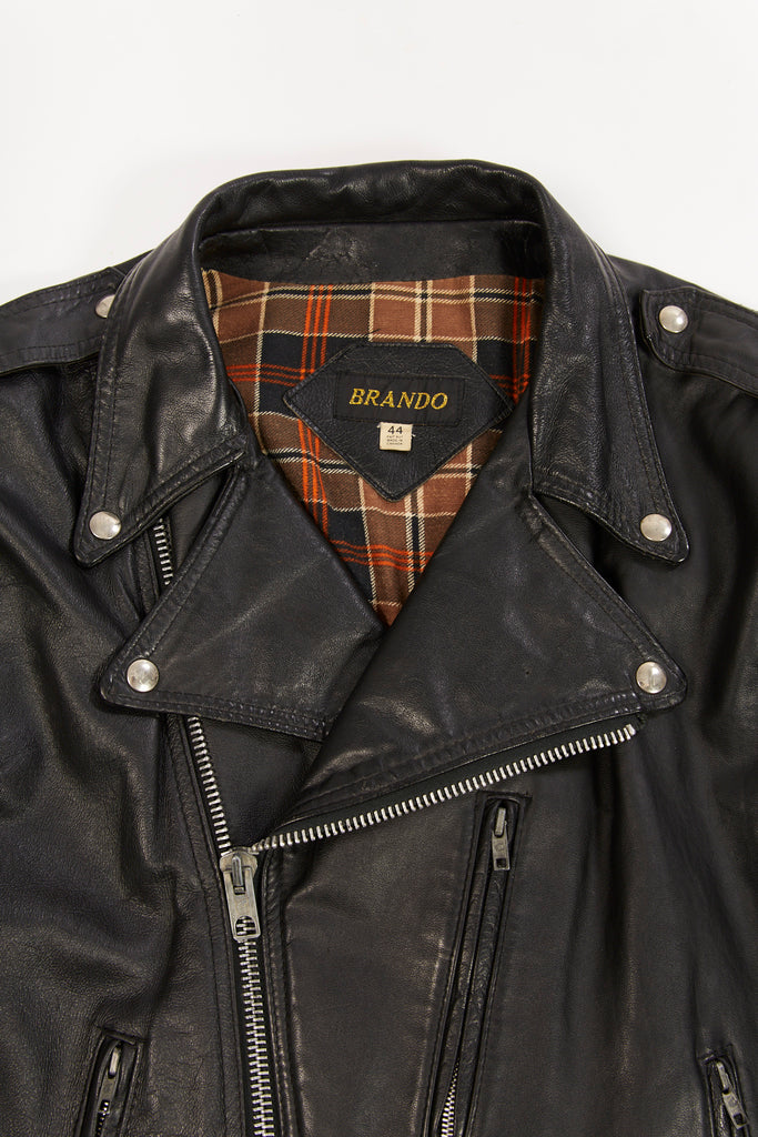 Vintage 1970's Brando Moto Leather Jacket (Men's Medium/Large| Size 44)