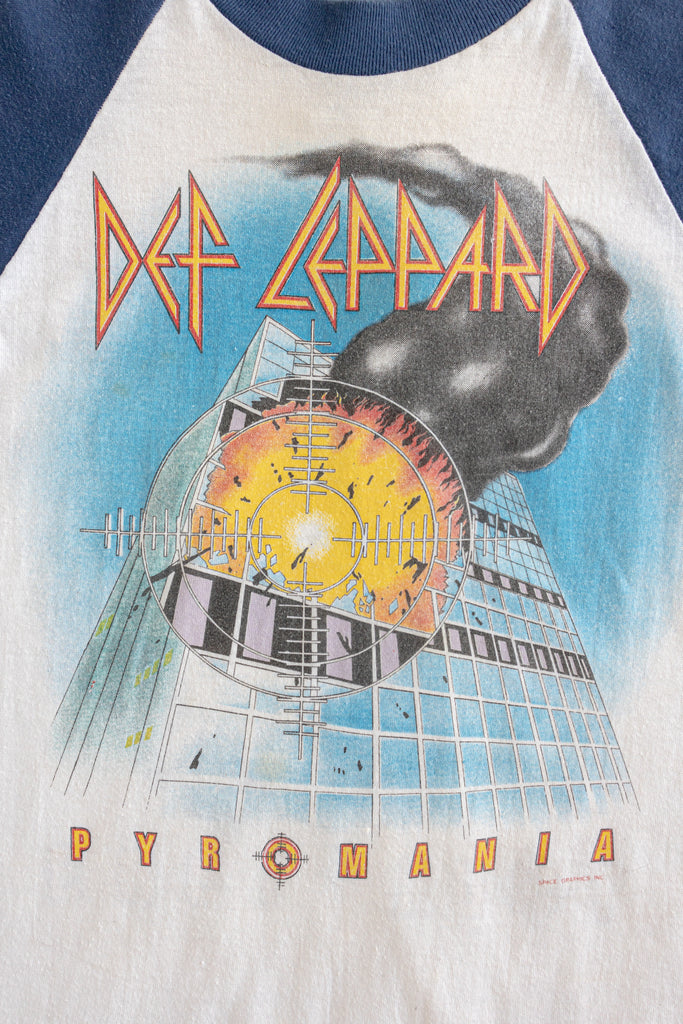 Vintage 1980's Def Leppard Tour Shirt| 1983 Pyromania baseball shirt| Rock Till you Drop Tour Till You Drop ( men's XS-Small)