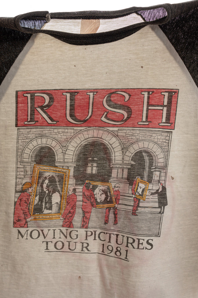 Vintage 1980's Rush| Moving Pictures Tour 81| Raglan Shirt| Vintage baseball tour Shirt| Rush Tour 1981| 80's Rush Band Shirt (men's xs)