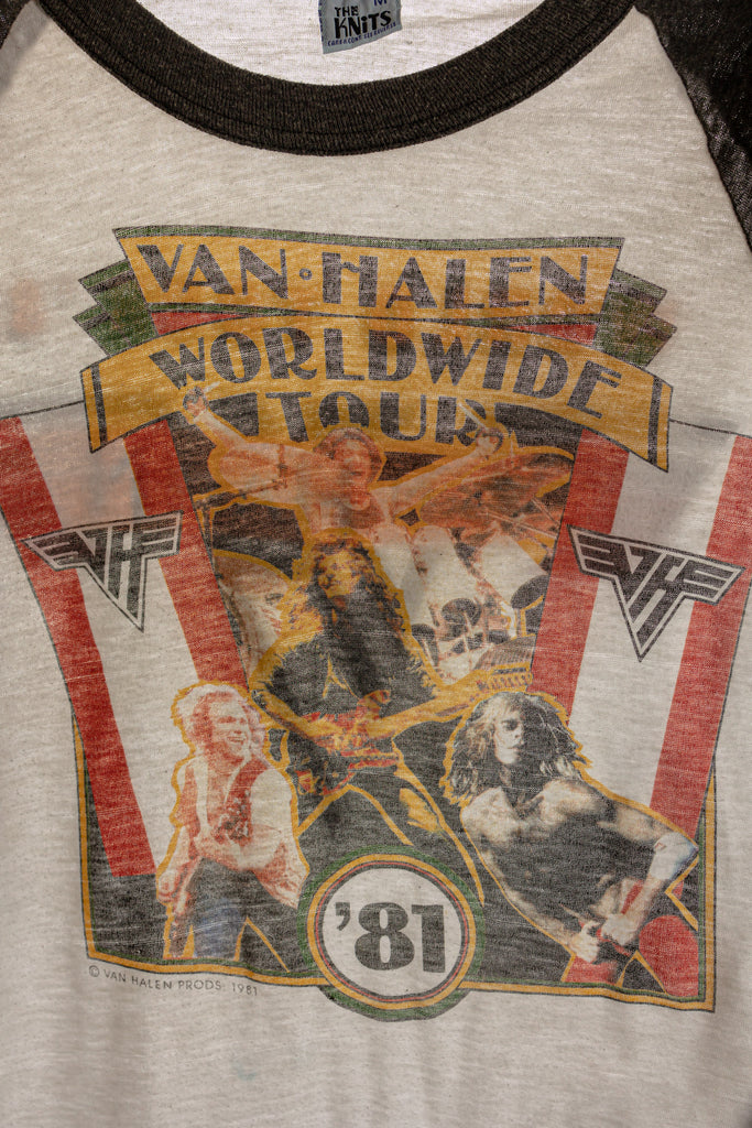 Vintage 1981 Van Halen Worldwide Tour Raglan shirt| 80's Van Halen Baseball Shirt| Van Halen World tour Shirt| Fair Warning Tour (men's xs)
