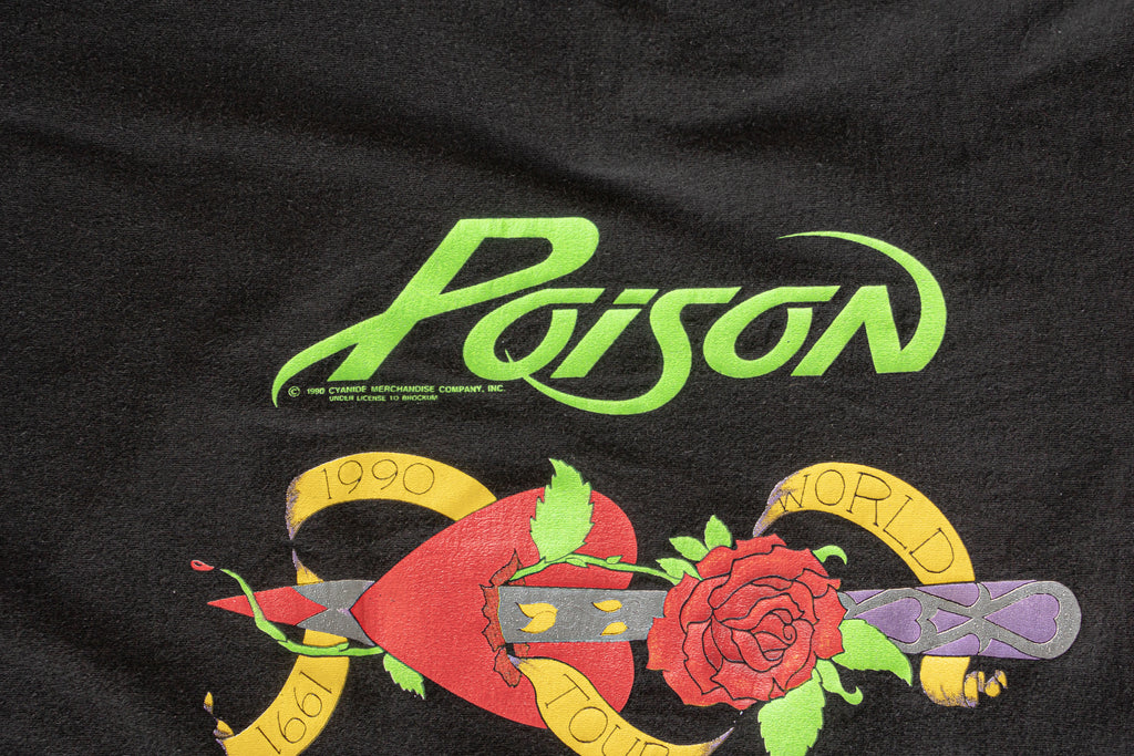Vintage 1990's Poison Shirt| World Tour 90-91| Flesh & Blood | Black Long Sleeve | Pirate Radio Special Edition| (Men's Large)
