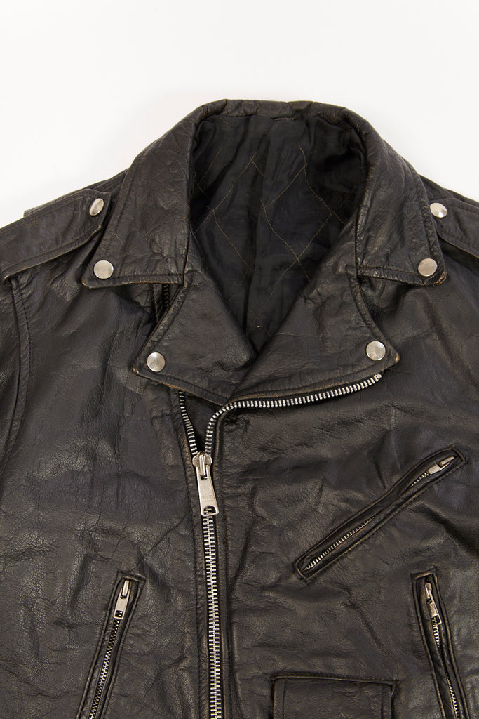 Vintage Classic Black Moto Leather Jacket (fits like a Men's extra small/small)