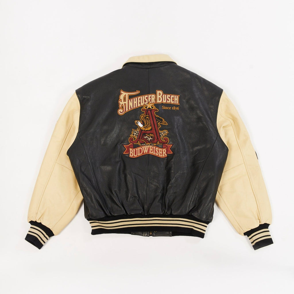 Vintage Excelled Budweiser Leather Varsity Jacket| Anheuser Busch Budweiser Leather Bomber Jacket| By Excelled Leather (Men's XL/XXL)
