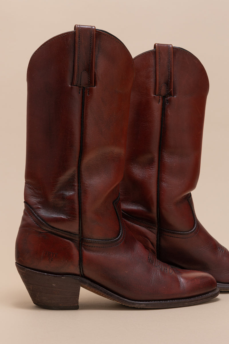 Frye burgundy boots store