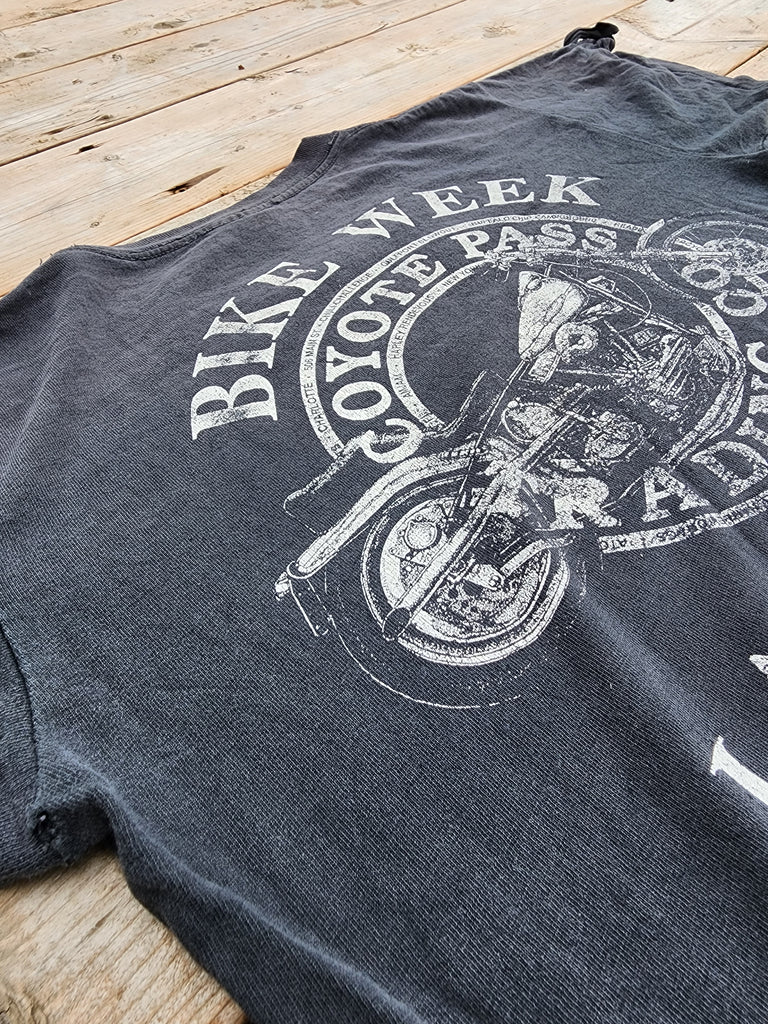 Vintage 1994 Bike Week Laconia "Japanese Motorcycle Repair Kit" Distressed Black T-shirt (Men's Small)