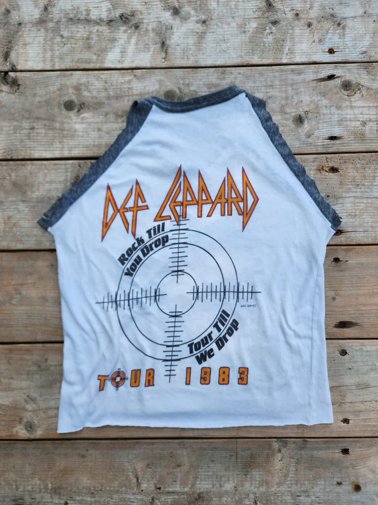 Vintage 1980's Def Leppard Pyromania Cut Off Tour Shirt (One Size)