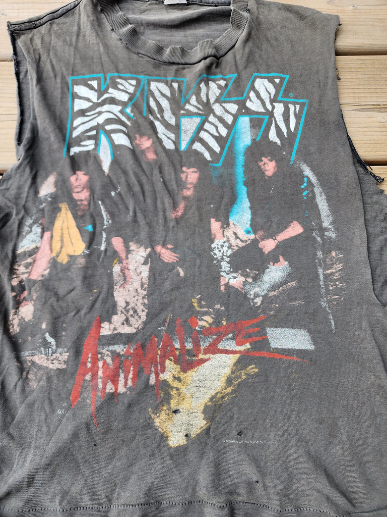 Vintage 1980's Kiss Animalize Sleeveless Shirt (Men's Small)