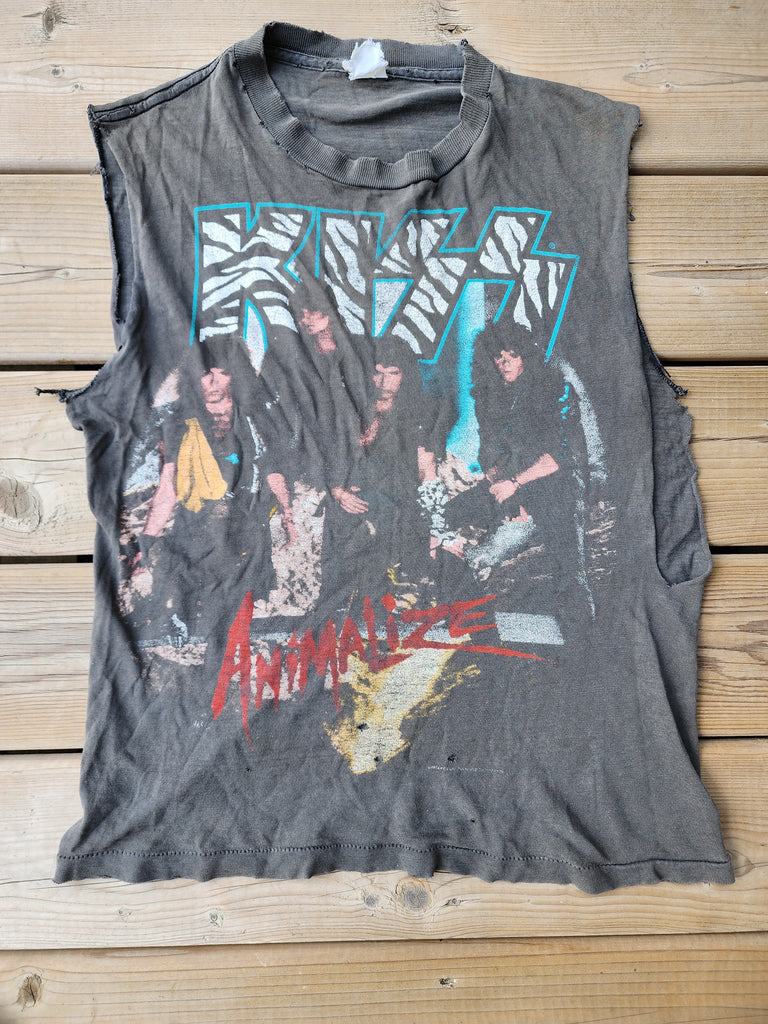 Vintage 1980's Kiss Animalize Sleeveless Shirt (Men's Small)