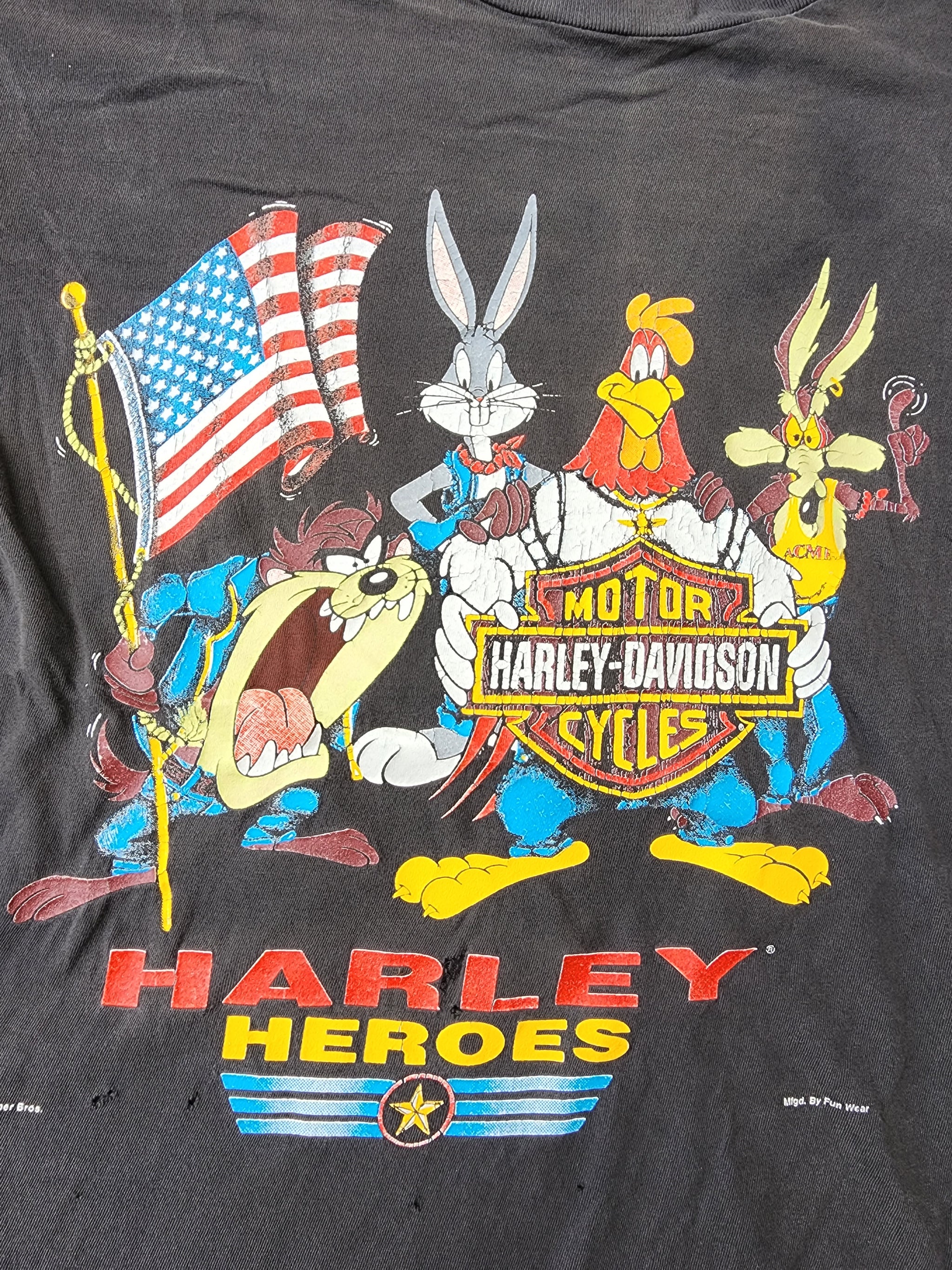Vintage 1990's Harley-Davidson X Looney Tunes ''Harley Heroes'' T