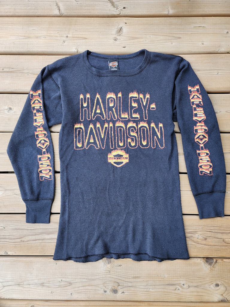 Vintage 1990's Harley-Davidson, Augusta Maine - Buy American, Thermal Shirt (Men's Medium)
