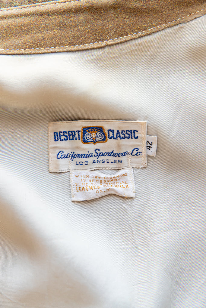1970's Beige Heavy Suede Button Snap Jacket by Desert Classic Los Angeles (Men's Large)