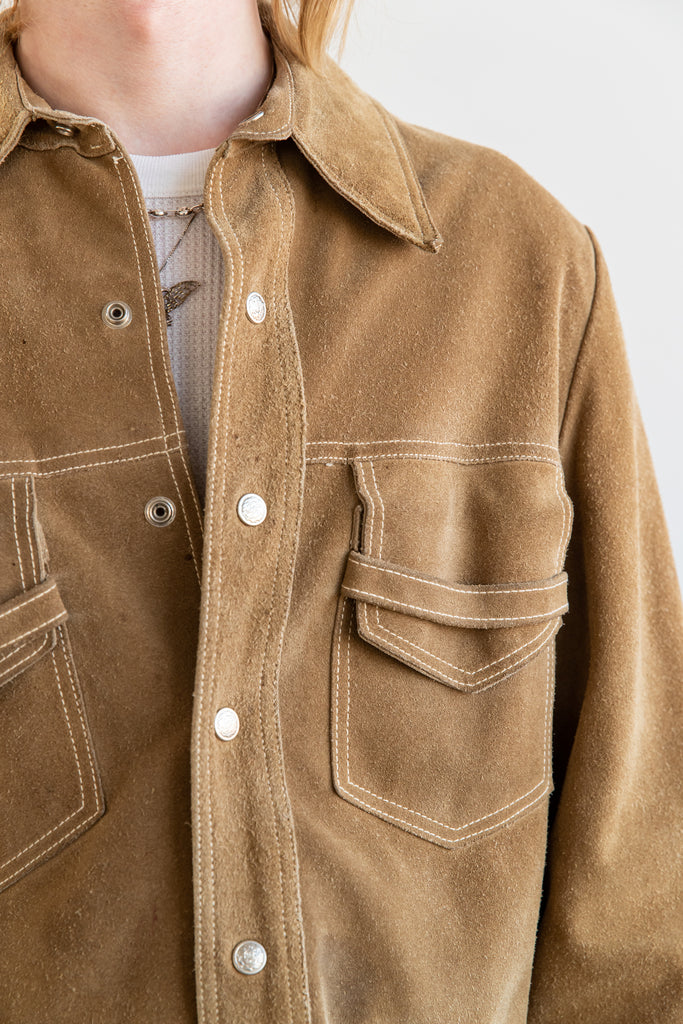 1970's Beige Heavy Suede Button Snap Jacket by Desert Classic Los Angeles (Men's Large)