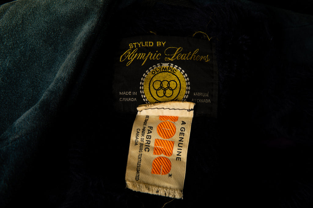 1970's Blue Heavy Suede Fleece Lined Jacket by Olympics Leather