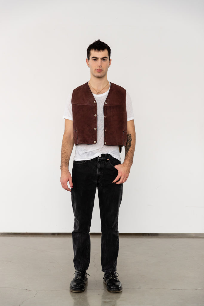 1970's Brown Thick Shearling Sheepskin Vest