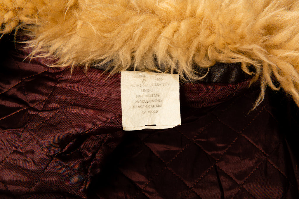 1970's Chocolate Brown Leather Jacket With Sheep Shearling Fur Collar