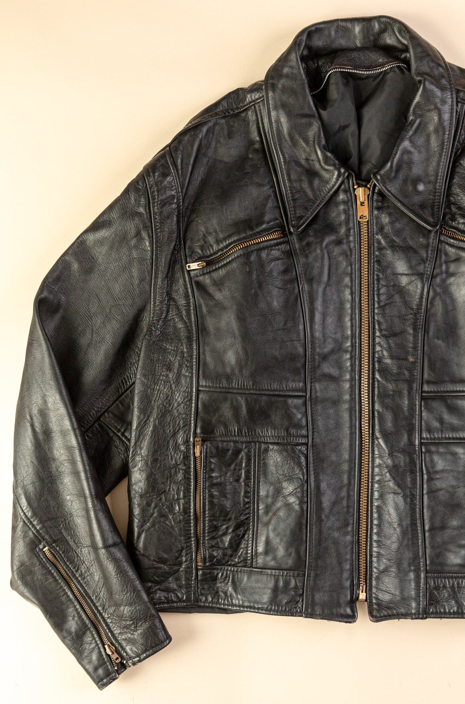 ジャケット・アウター 70s LESCO LEATHER JACKET vintage 1970's Vintage Lesco Leathers Jacket Black Moto Leather Jacket