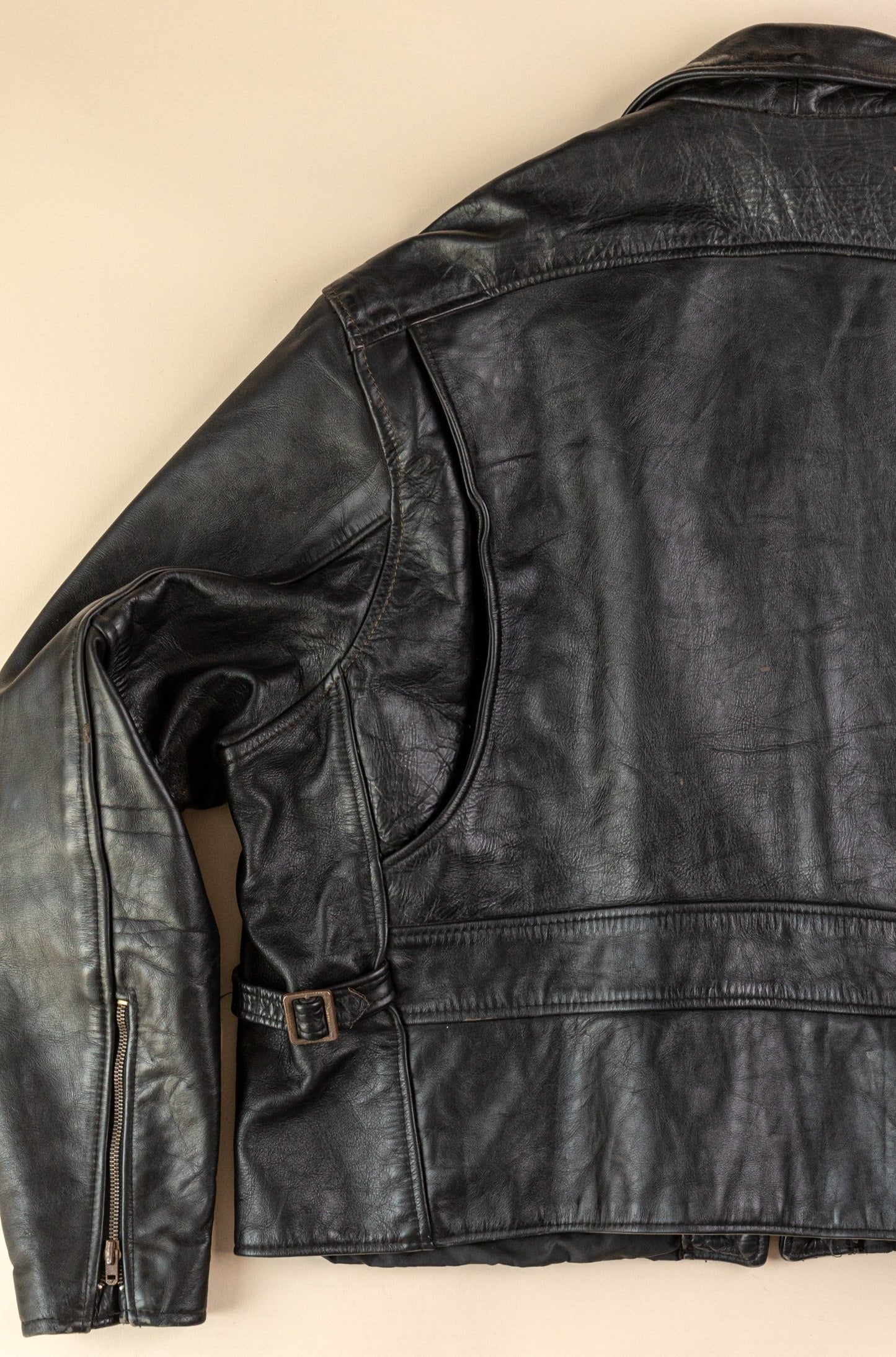 1970's Vintage Lesco Leathers Jacket Black Moto Leather Jacket