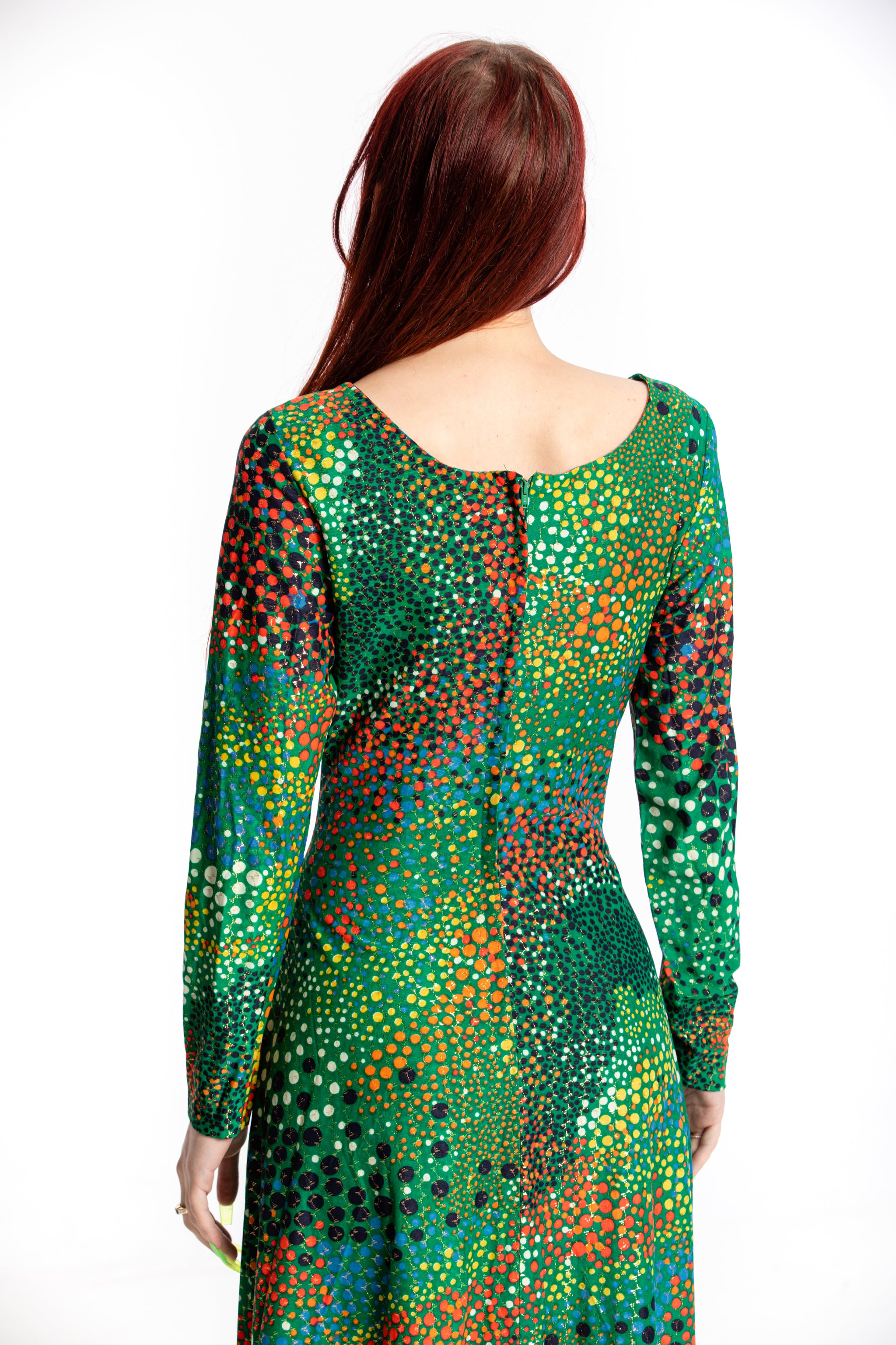 1970's Vintage Psychedelic Maxi Dress Vintage V-neck Evening Gown Meta Widow's Blow 1970's Vintage Psychedelic Maxi Dress Vintage V-neck Evening Gown Meta Widow's Blow