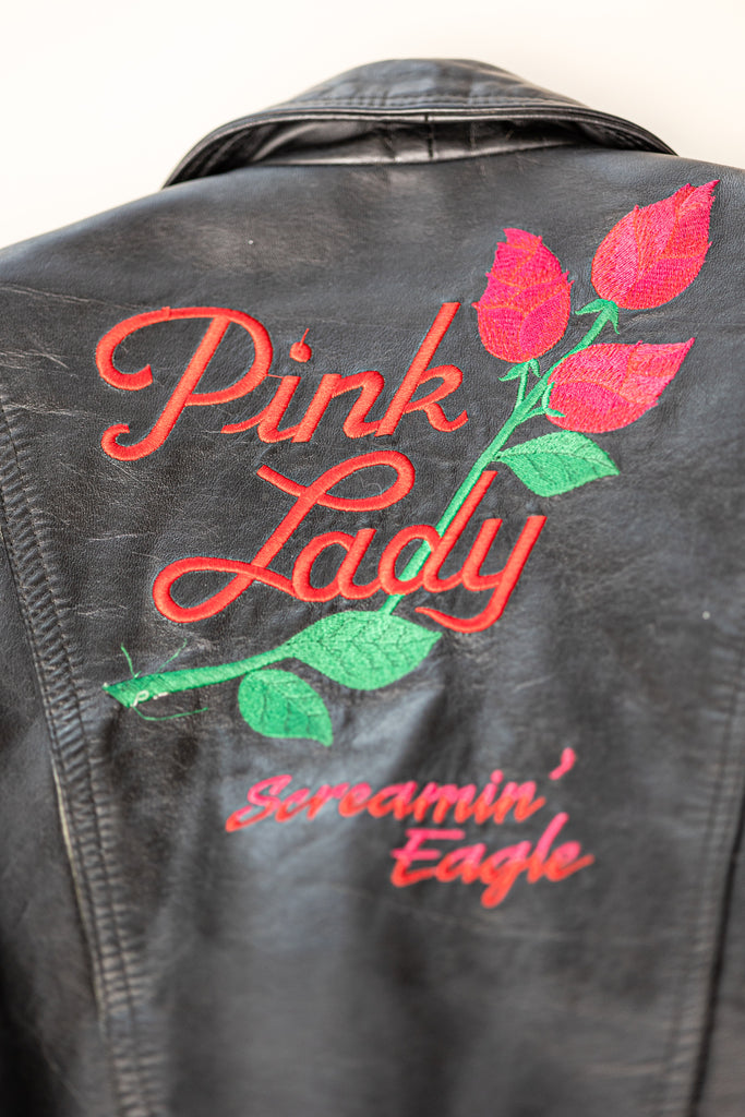 1980's Screamin' Eagle Moto Jacket | Pink Lady Roses Biker Jacket | Harley-Davidson Patch| Crop & Boxy Fit Perfecto Jacket (Women's Medium)