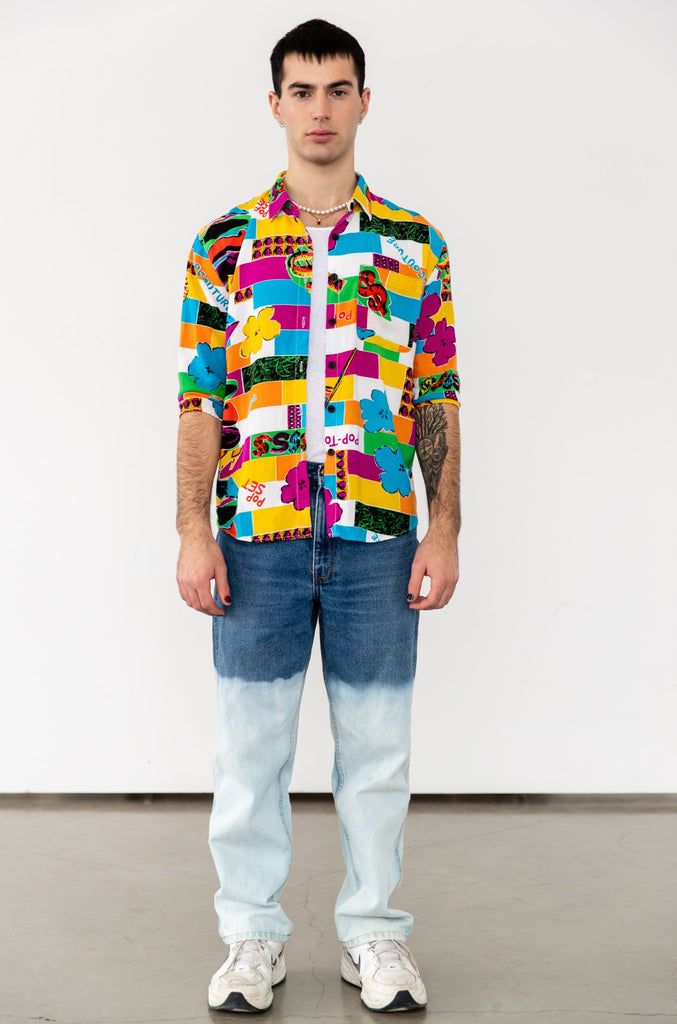 1980's Andy Warhol Pop Art Rayon Button up Shirt