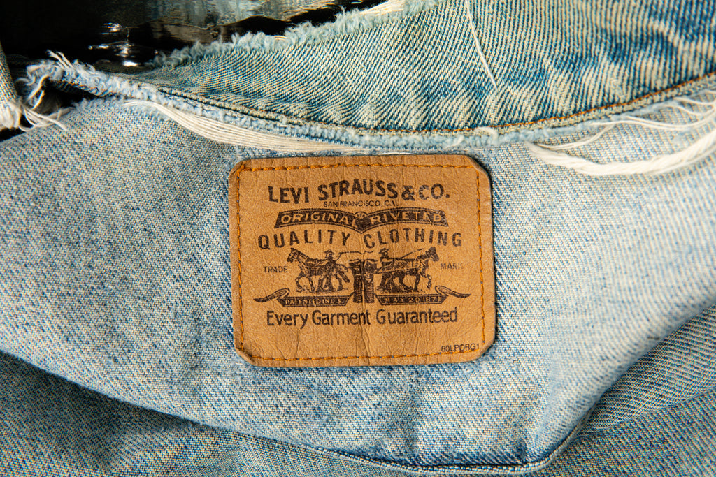 1980's Levi's Orange tab Distressed Light Wash Denim Jean jacket