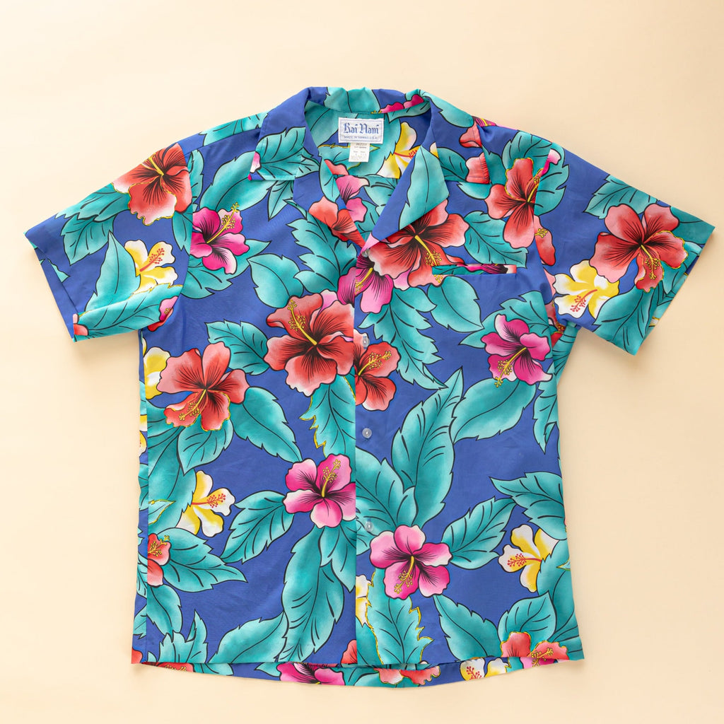 1980's Vintage Rai Nani Hawaiian Shirt | Hibiscus short sleeves button up| Tiki Shirt| Tropical Rockabilly Shirt (Men's Large)