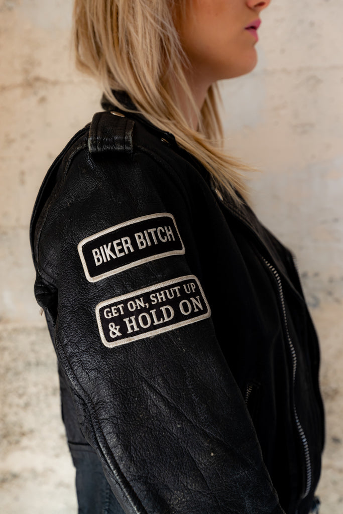 1990's ''BIKER BITCH'' Moto Leather Jacket
