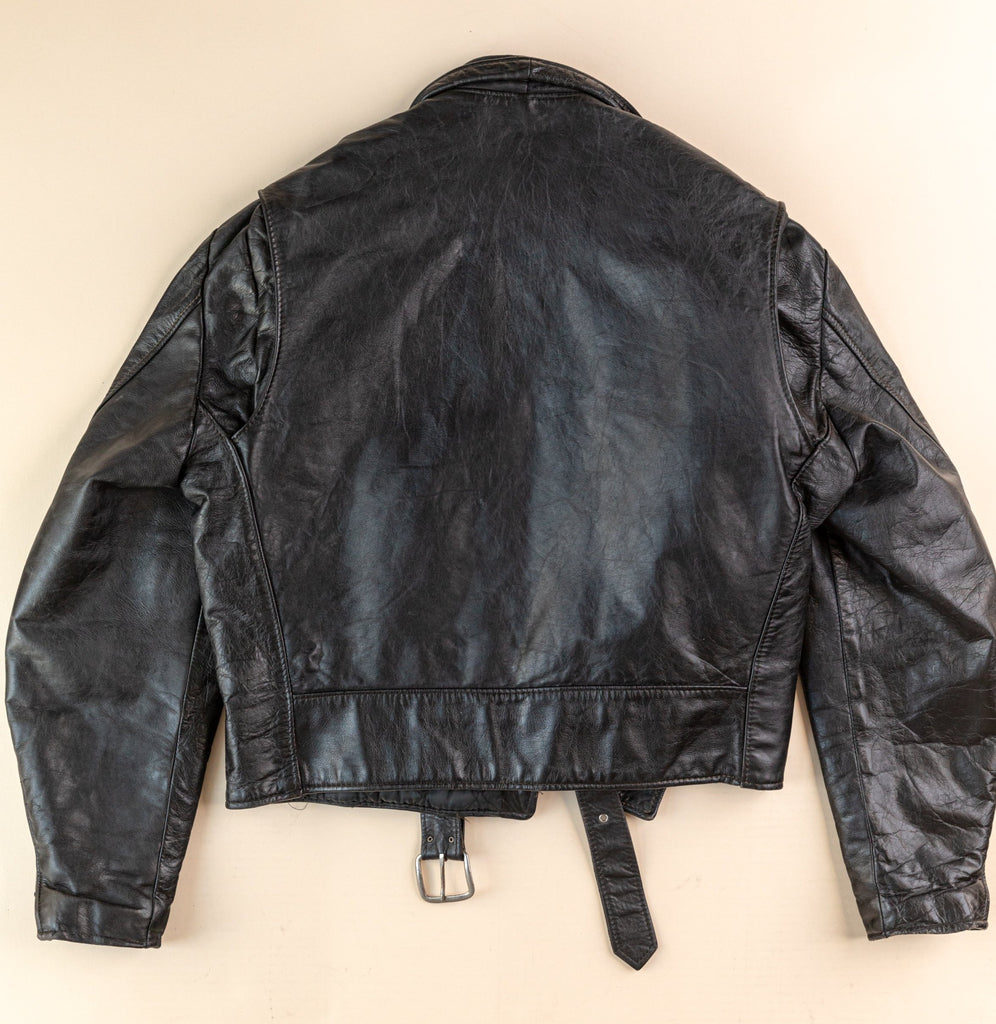 60's-70's Excelled Leather Perfecto Jacket | Black Leather Moto Jacket | Vintage Leather Biker Jacket Made in U.S.A. (Men's Large/ 44)
