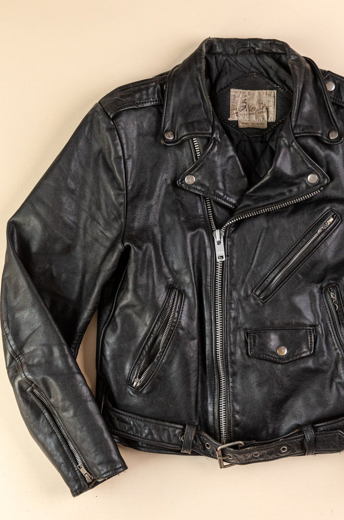 70's Brooks Leather Perfecto Jacket |Vintage Leather Moto Jacket | Vintage Biker Jacket Made in Korea (Men's Small / 40)