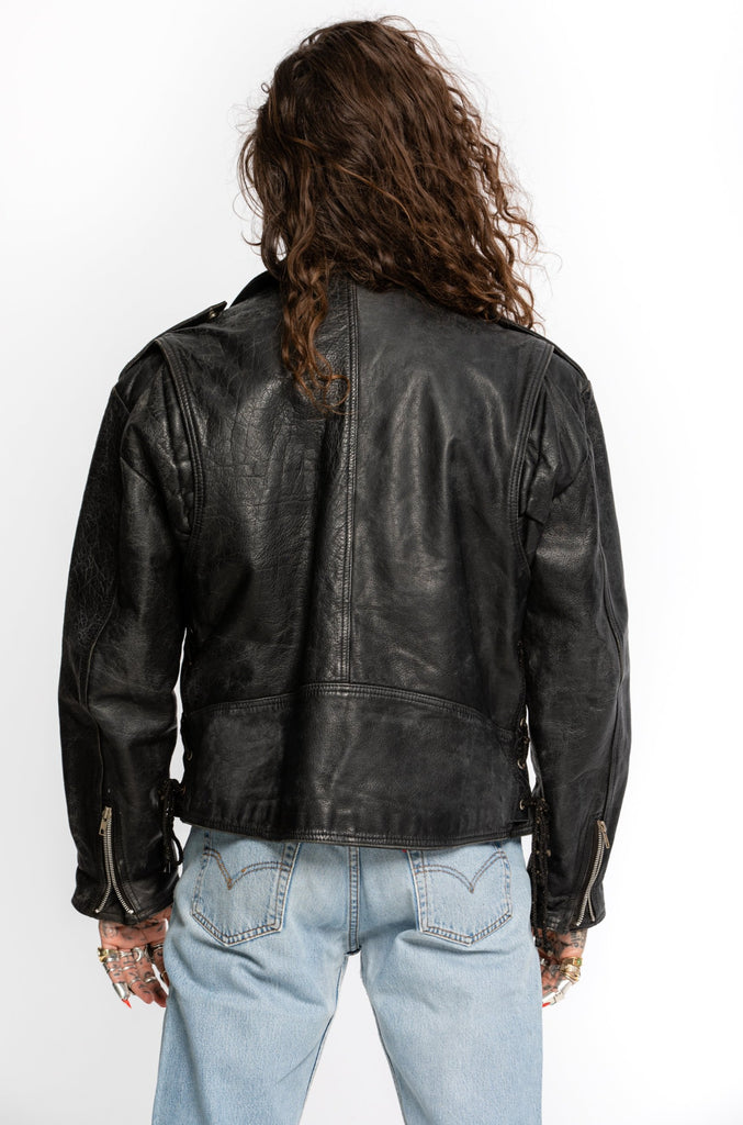 Vintage 1980's Leather Moto jacket by Chelsea London (Men's XLarge)