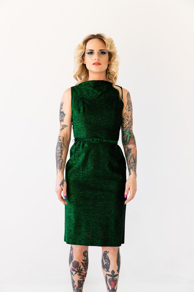 1960's Emerald Green Mod Dress Evening Gown (Women's XSmall)