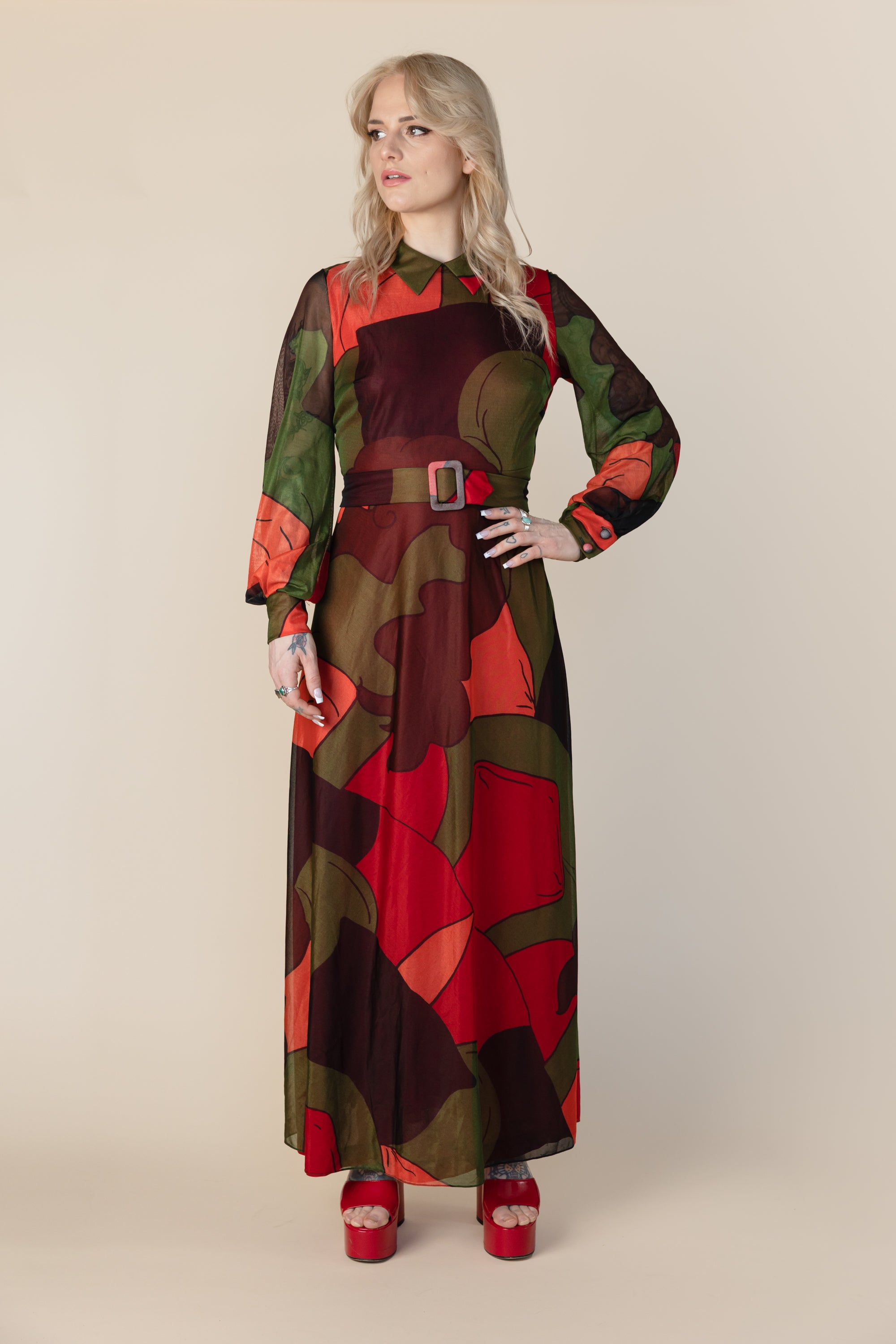 Vintage 1960's Pucci Style Dress| Maxi collared dress| Made In Italy| Widow's Blow Vintage 1960's Pucci Style Dress| Maxi collared dress| Made In Italy| Widow's Blow