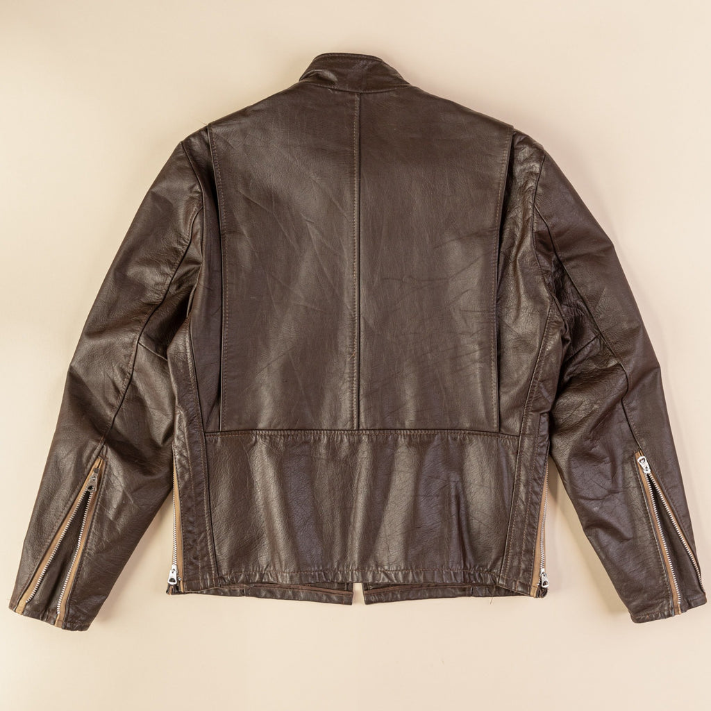 Vintage 1970's Leather Cafe Racer Jacket | Chocolate Brown Leather Biker Jacket| Vintage Moto Jacket (Men's 40)