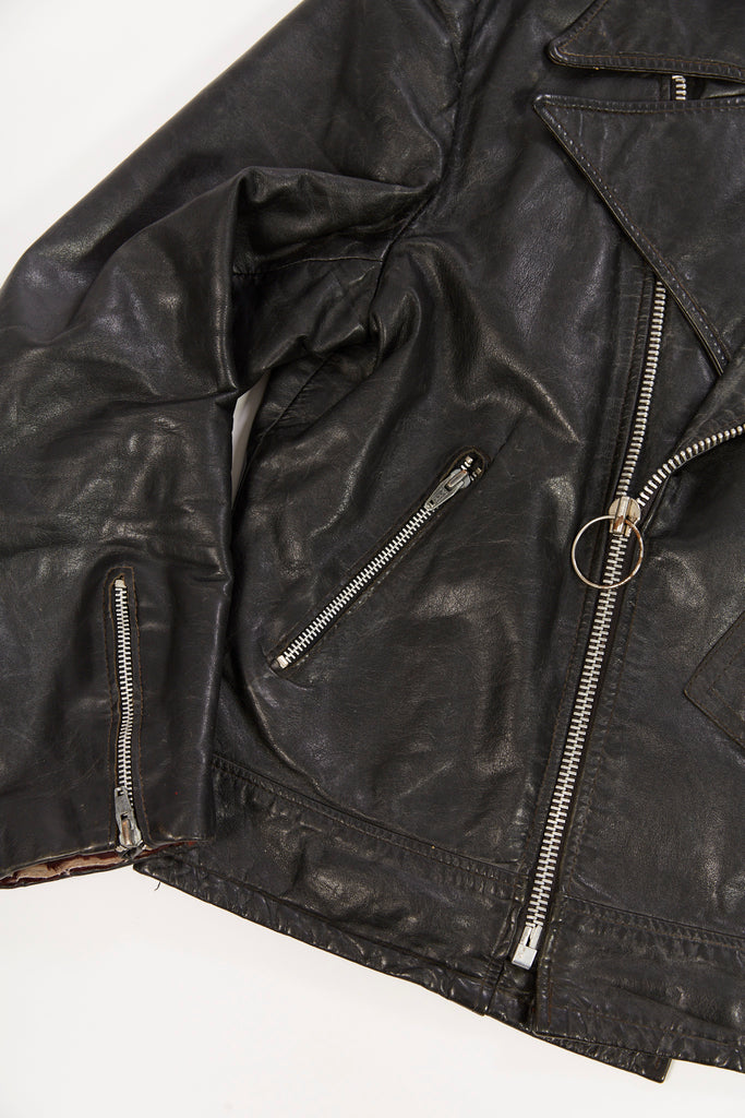 Vintage 1970's Moto Leather Jacket D Pocket (Men's Medium/Large)
