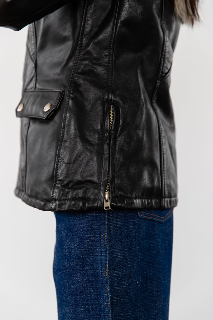 1980's Black Fitted Biker Leather Jacket