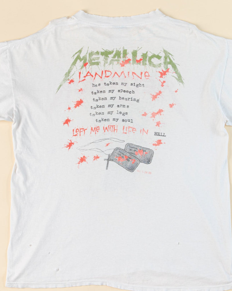 Vintage 1980's METALLICA Shirt ONE shirt ''Landmine Left Me In Hell'' Pushead Metallica T-shirt  1989 Metallica T-shirt (Mens X-Large)