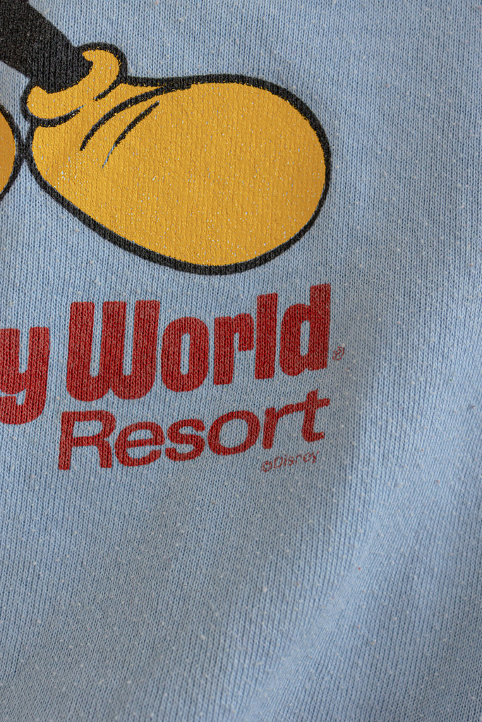 Vintage 1980's Mickey Mouse Crewneck| Florida Walt Disney World Resort Sweatshirt| Baby Blue Mickey Mouse pullover sweater  (Men's XS)