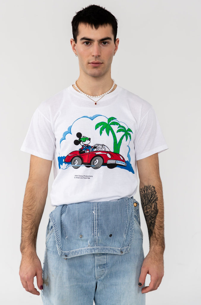 1980's Mickey Mouse Drivin Red Car in California T-shirt