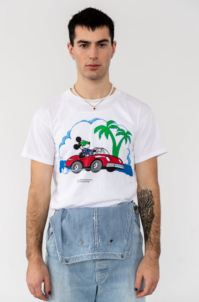 1980's Mickey Mouse Drivin Red Car in California T-shirt