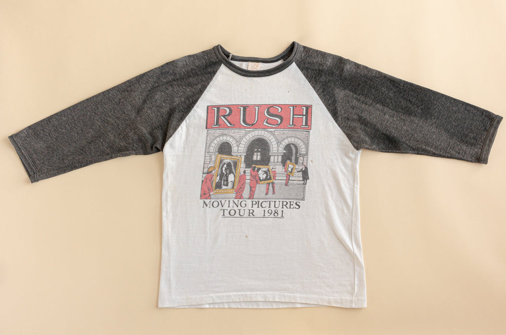 Vintage 1980's Rush| Moving Pictures Tour 81| Raglan Shirt| Vintage baseball tour Shirt| Rush Tour 1981| 80's Rush Band Shirt (men's xs)