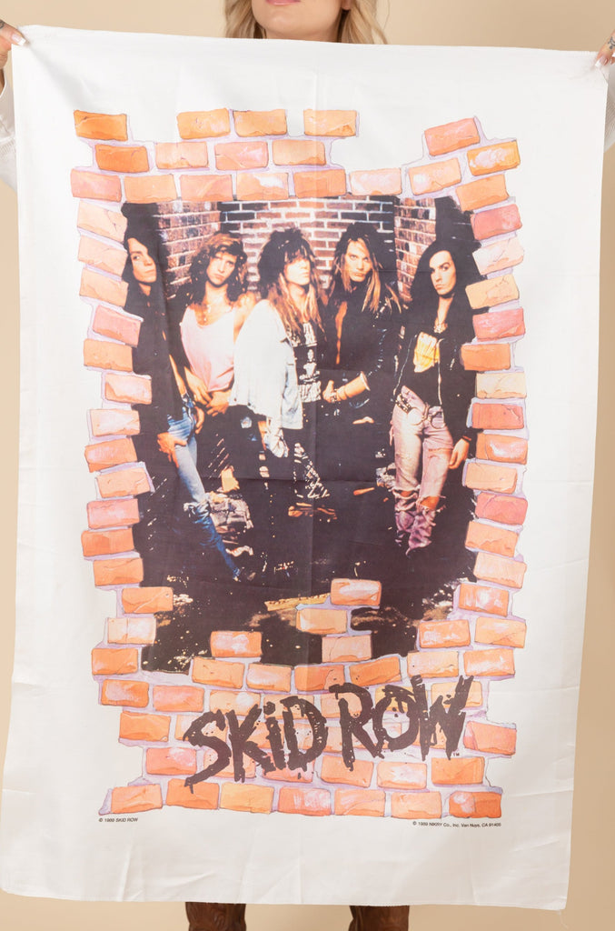 Vintage 1980's Skid Row Classic Album Canvas Fabric Poster Flag | Heavy Metal Memorabilia | Original Merch