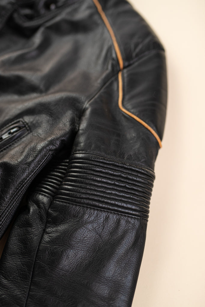 Vintage 1980's Taurus Leather Cafe Racer Jacket | Biker Leather Jacket | Vintage leather Moto Jacket (Men's Small)