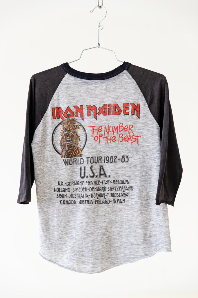 1982 IRON MAIDEN - THE NUMBER OF THE BEAST WORLD TOUR 1982-83 RAGLAN SHIRT