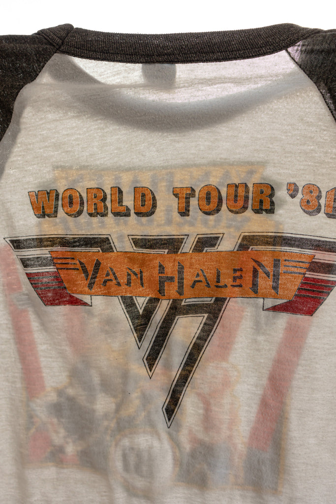 Vintage 1981 Van Halen Worldwide Tour Raglan shirt| 80's Van Halen Baseball Shirt| Van Halen World tour Shirt| Fair Warning Tour (men's xs)