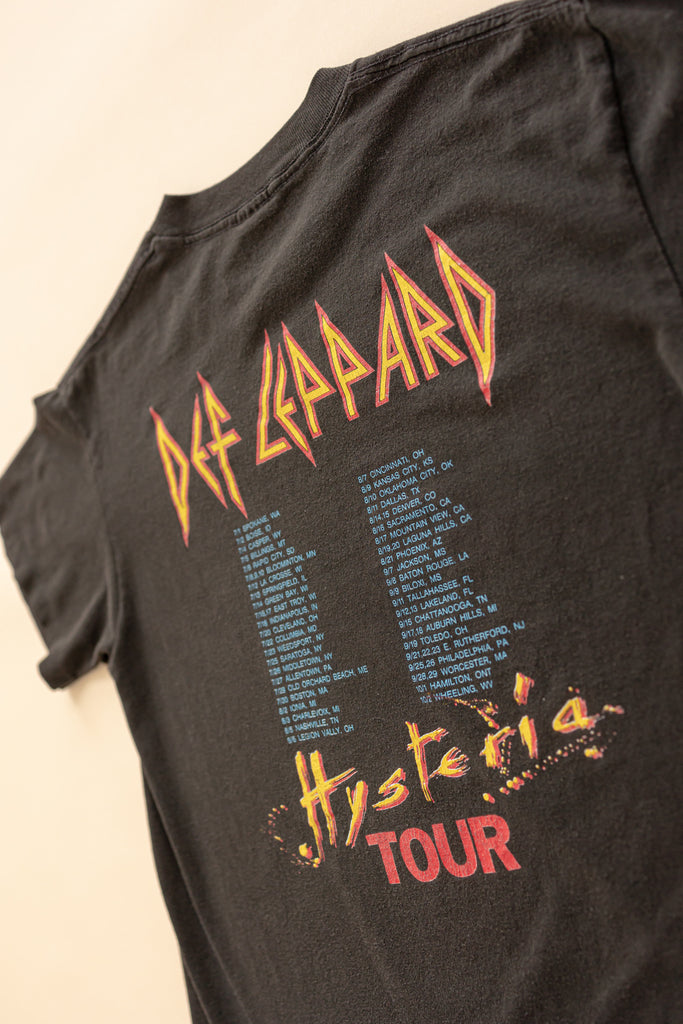 Vintage 1987 Def Leppard Hysteria Tour T-shirt| 80's Def Leppard T-shirt| American Tour T-shirt| Black Hysteria T-shirt (men's small)