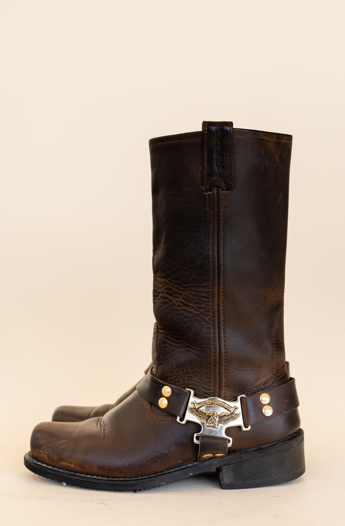 1990's Harley-Davidson Brown Leather Harness Boots (size women 6.5)