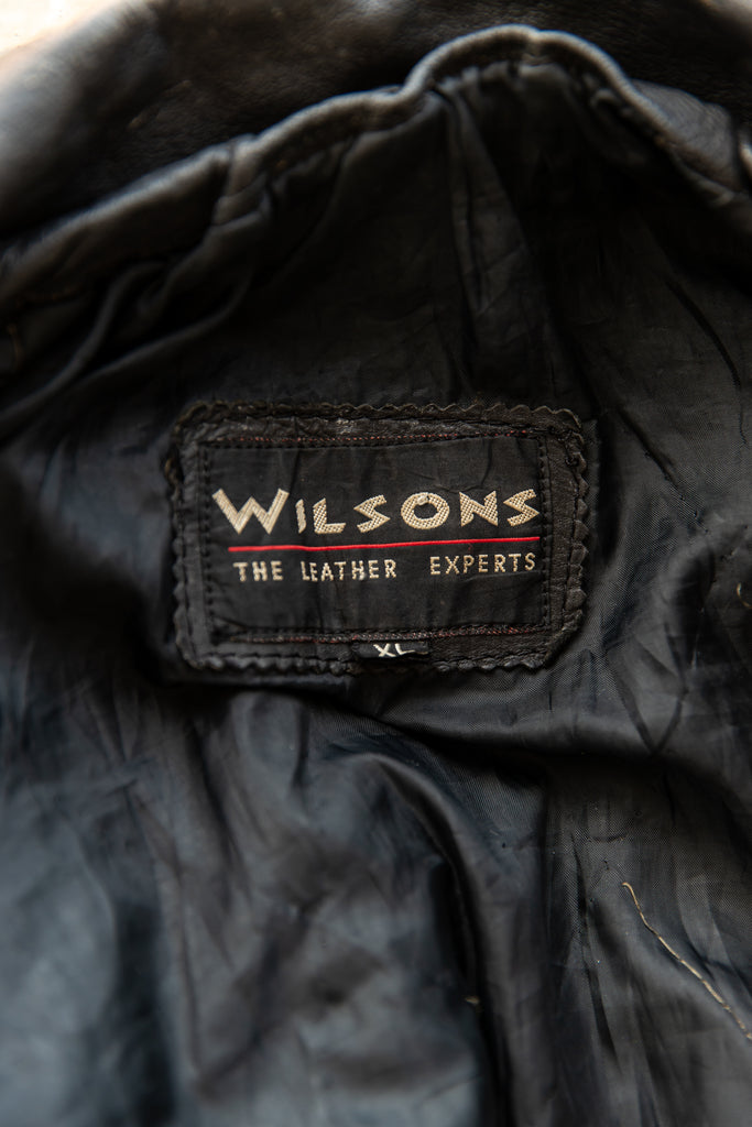 1990's Classic Black Leather Moto Jacket By Wilson's