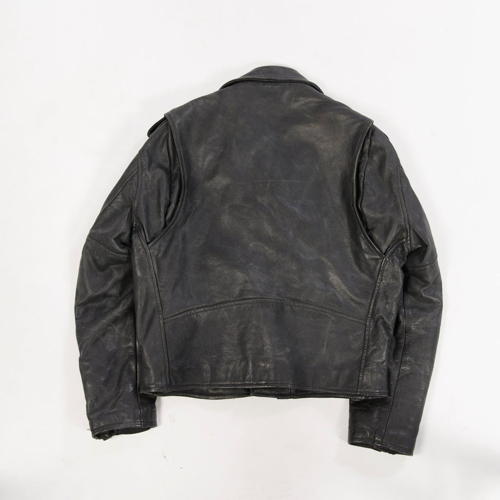 Vintage 1990's Classic Black Moto Leather Jacket (Men's Medium/Large Size 42)
